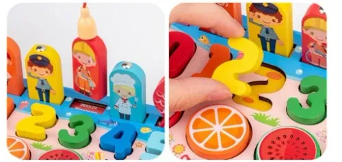 Tablica edukacyjna MONTESSORI rybki, cyfry, owoce na Arena.pl