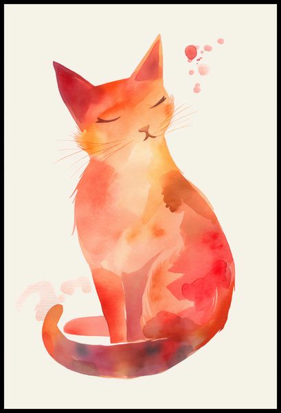 Plakat 67,5x100cm Akwarelowy Kot zdjęcie 2