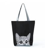 TORBA DAMSKA NA RAMIĘ DUŻA NA ZAMEK Z KOTKIEM