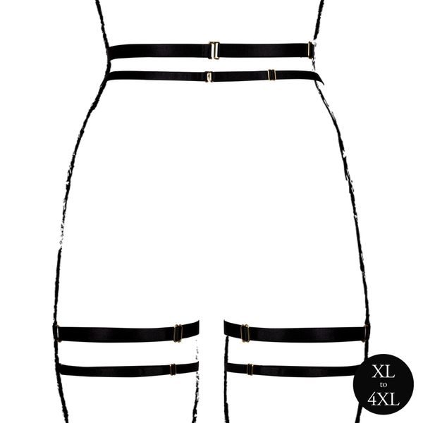 Double Strap Garter Belt With Adjustable Sliders - Plus Size - Black zdjęcie 6
