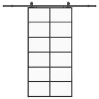 Drzwi przesuwne z zestawem okuć czarne 102x205 cm ESG szkło
