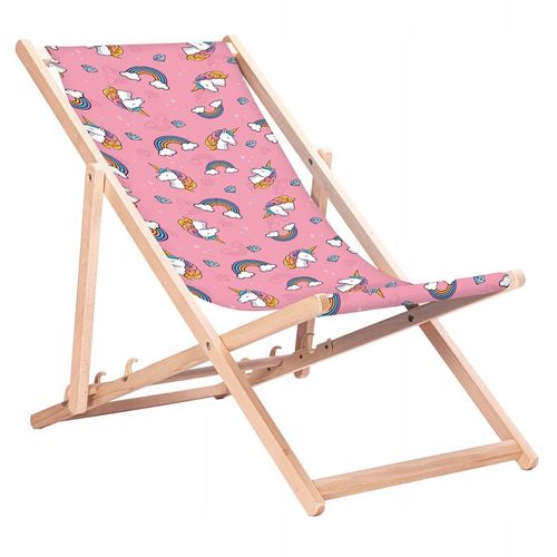 Leżak Drewniany Plażowy z Nadrukami Hello Summer Bukowe Leżaki KN127 na Arena.pl