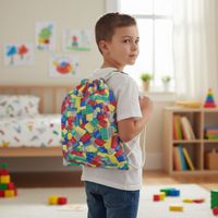 Plecak Worek Bawełniany dla dzieci 35x45 - Kolorowe Klocki do Zabawy
