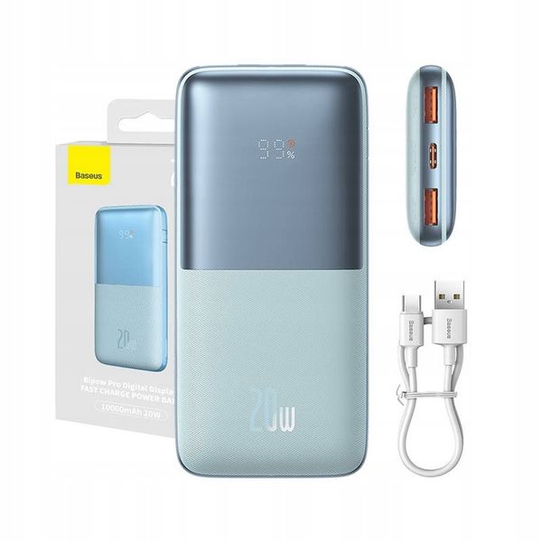 BASEUS POWER BANK PODRÓŻNY 10000 MAH 2X USB USB-C 20W QC 3.0 Z KABLEM USB zdjęcie 1