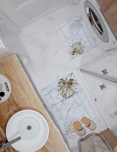 KOMPLET DYWANIKI ŁAZIENKOWE 2 szt ANTYPOŚLIZGOWE MODNY WZÓR ZESTAW na Arena.pl