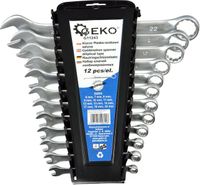 Geko Zestaw kluczy płasko-oczkowych 12 el. 6-22mm CrV satyna