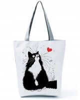 TORBA DAMSKA NA RAMIĘ DUŻA NA ZAMEK Z KOTKIEM