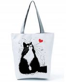 TORBA DAMSKA NA RAMIĘ DUŻA NA ZAMEK Z KOTKIEM