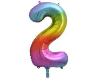 BALON FOLIOWY CYFRA 2 TĘCZOWA 85 CM GODAN
