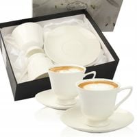 ZESTAW NA PREZENT FILIŻANEK 220 ML Z TALERZYKAMI PORCELANA DO KAWY HERBATY