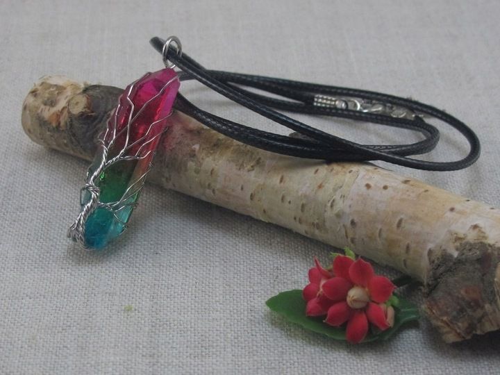 WISIOREK kamień KWARC TĘCZOWY drzewo ŻYCIA [W301] zdjęcie 2