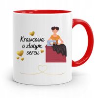 Kubek Czerwony Krawca Krawcowej O Złotym Sercu Z Nadrukiem Ze Zdjęciem