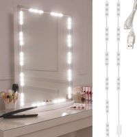 Lampki do lustra toaletki LED zestaw makijaż 10 sztuk USB 3 barwy światła