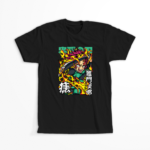 Koszulka Czarna Demon Slayer / Kimetsu no Yaiba / Miecz zabójcy demonów - WYBIERZ KOLOR KOSZULKI I FASON Damska S na Arena.pl