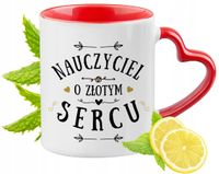 Kubek Czerwony Z Uszkiem W Kształcie Serca Dla Nauczyciela Na Prezent