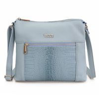 VEZZE torebka damska skórzana listonoszka kroko z paskiem V022 j.niebieska