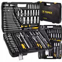 Zestaw Kluczy Nasadowych Duży 219 el. 1/2" 3/8" 1/4" Stal CrV Walizka TOPEX