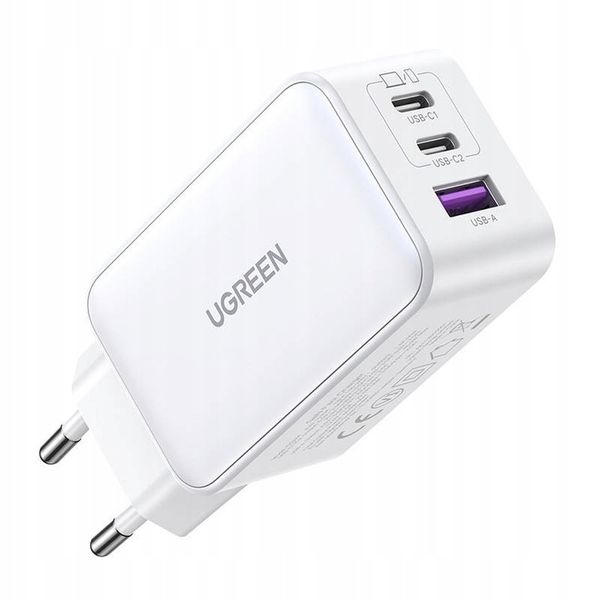 UGREEN ŁADOWARKA SIECIOWA ZASILACZ KOSTKA 2X USB-C, USB-A 3.0 PD QC GAN 65W zdjęcie 1