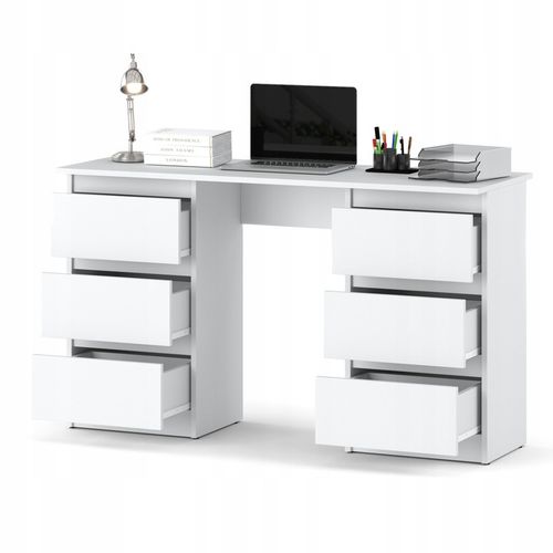 Biurko Białe 120cm Biurko szkolne 6 szuflad Stolik dla dziecka na Arena.pl