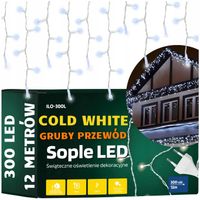 Lampki zewnętrzne sople gruby przewód led światełka kurtyna świetlna na dom