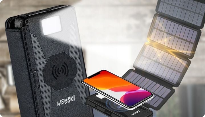 WEBSKI POWERBANK SOLARNY MOCNE 4 PANELE SOLARNE POJEMNOŚĆ 20000MAH USB-C zdjęcie 9