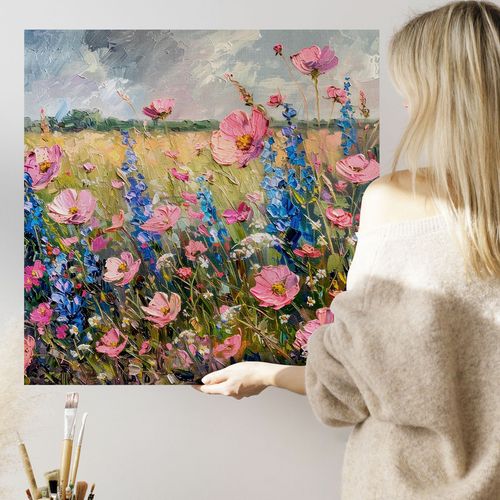 Obraz na płótnie kwiaty polne 100x100 cm na Arena.pl