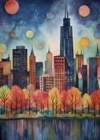 Plakat 50x70cm Panorama Malowniczego Miasta