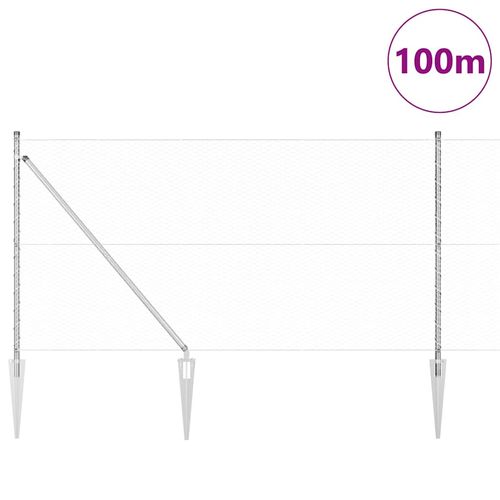 Ogrodzenie z słupkami Srebrny 1.2 x 100 m Stal pokryta PCV na Arena.pl