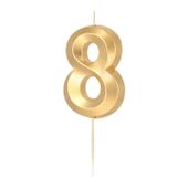 Świeczka na tort metaliczna złota cyfra 8