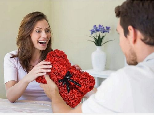 MIŚ Z PŁATKÓW RÓŻ PREZENT DUŻY PUDEŁKO ROSE BEAR RÓŻANY BUKIET KWIATÓW na Arena.pl