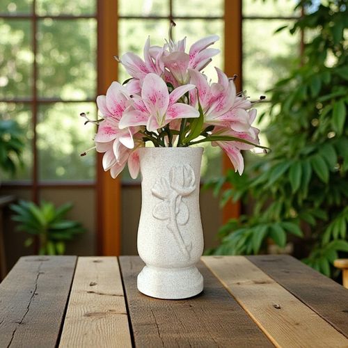 Wazon Nagrobny, Wazon na cmentarz Memorial Rose - Biały Marmurek na Arena.pl