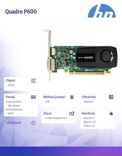 HP NVIDIA Quadro P600 2GB Kit 1ME42AA na Arena.pl