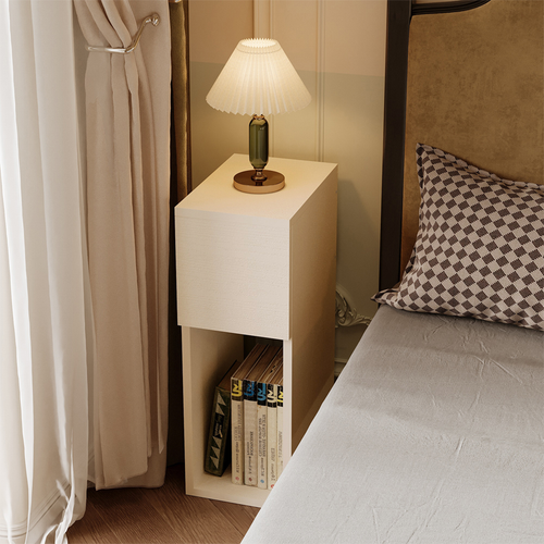 SZAFKA NOCNA BIAŁA Z SZUFLADĄ STOLIK Z PÓŁKĄ NOWOCZESNY LOFT SYPIALNI 55 CM na Arena.pl