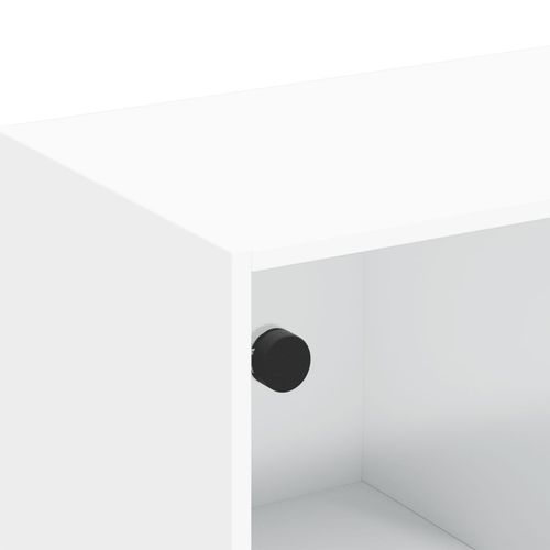 Szafka TV ze szklanymi drzwiami, biała, 102x37x42 cm na Arena.pl