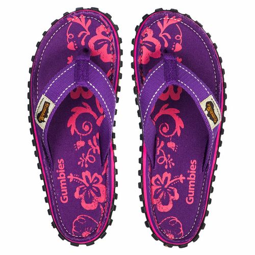 Gumbies - damskie japonki ISLANDER CANVAS - PURPLE HIBISCUS 36 na Arena.pl