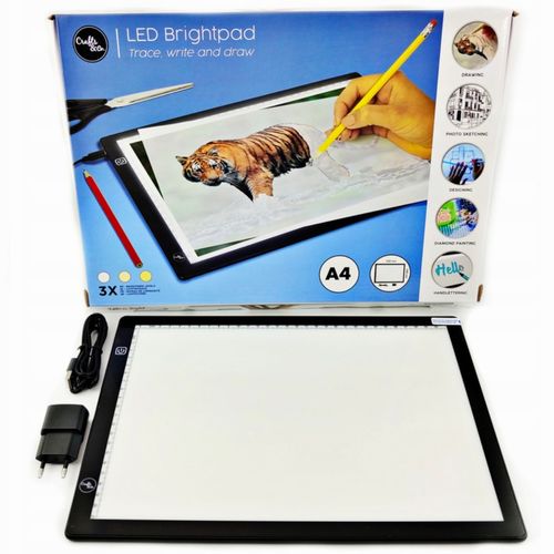 TABLET GRAFICZNY DO RYSOWANIA TABLICA LED DESKA KREŚLARSKA A4 + AKCESORIA na Arena.pl