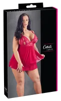 cottelli curves babydoll z rozcięciem i kokardką czerwona 4xl