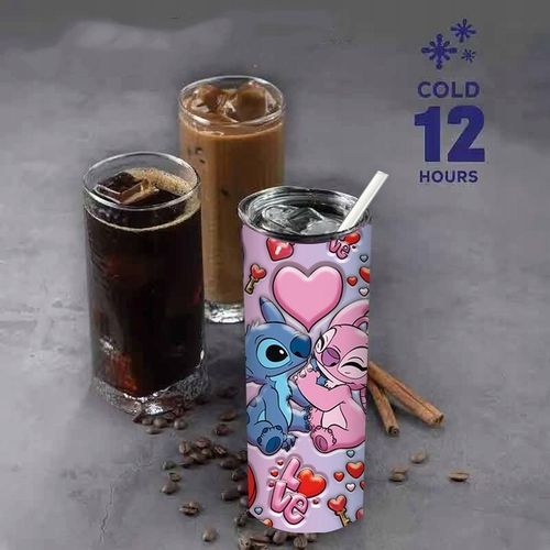 Butelka na Wodę ze Stali Nierdzewnej z Motywem Stitch i Aniołek 20oz na Arena.pl