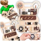 Tablica manipulacyjna zabawka drewniana sensoryczna wielofunkcyjna eko 12w1
