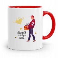 Dla Alkoholika Pijaka Kubek Czerwony Na Prezent Z Nadrukiem Ze Zdjęciem