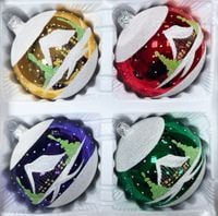 Bombki szklane 10cm 4 sztuki Ręcznie zdobione. Produkt polski (kolorowe)