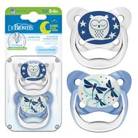 DR BROWN'S Smoczek uspokajający ortodontyczny PREVENT świeci 0-6m niebieski