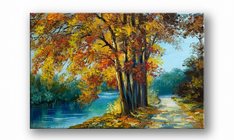 OBRAZ NA PŁÓTNIE 071 Nad rzeką 40x30cm zdjęcie 2