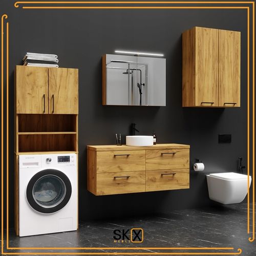 Szafka Łazienkowa Nad Pralkę Suszarkę Słupek Regał Zabudowa AGD Dąb na Arena.pl