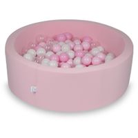 Suchy basen 90x30cm pudrowy róż z piłeczkami 200szt (jasnoróżowe, białe, przezroczyste, pudrowo różowe)