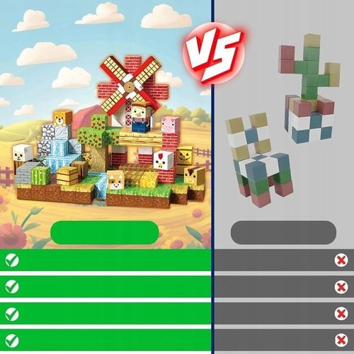 KLOCKI MAGNETYCZNE KLOCKI SZEŚCIANY FARMA 150 KLOCKÓW PIKSELE DLA DZIECI na Arena.pl