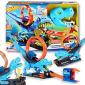 HOT WHEELS CITY ZESTAW Tor Wyścigowy DINOZAUR PĘTLA T-Rexa WYRZUTNIA TORY