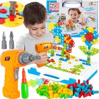 KREATYWNE KLOCKI KONSTRUKCYJNE ZESTAW UKŁADANKA WKRĘTARKA 151 el PREZENT