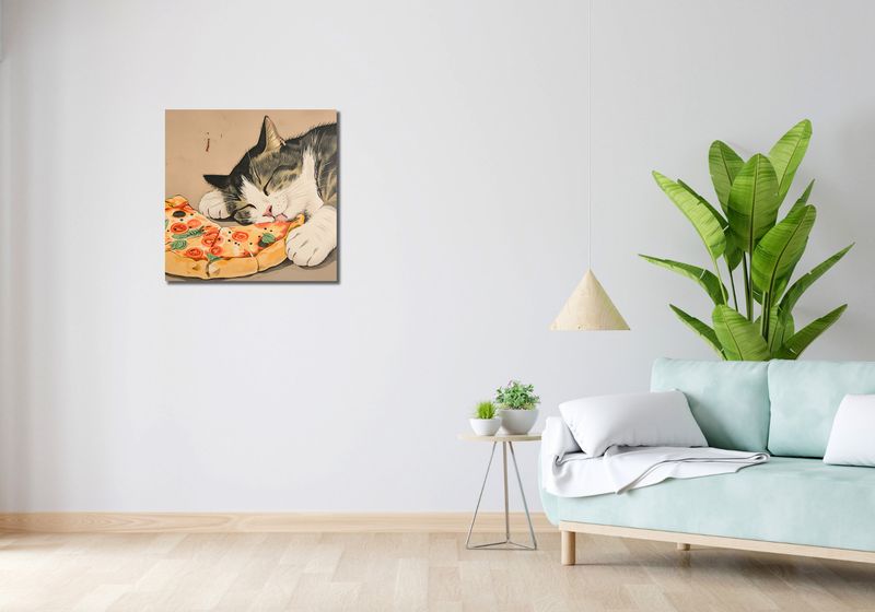 Obraz 60x60cm Pizza Dla Kota zdjęcie 2