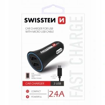 ŁADOWARKA SAMOCHODOWA SWISSTEN 2,4A 2XUSB MICRO zdjęcie 1
